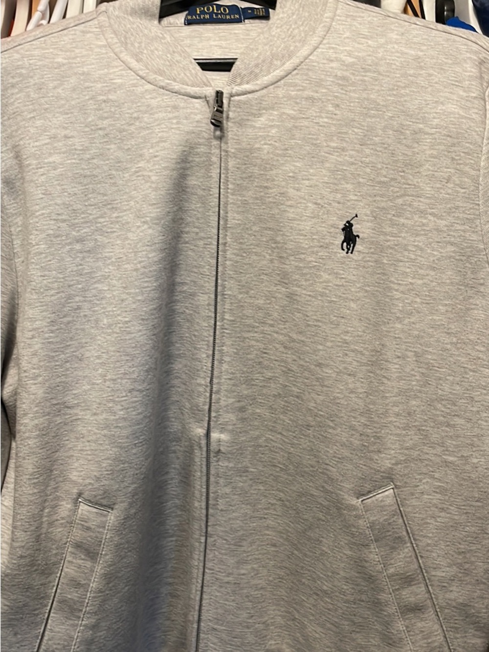 Polo by Ralph Lauren Light Gray Zip Front Bomber Jacket